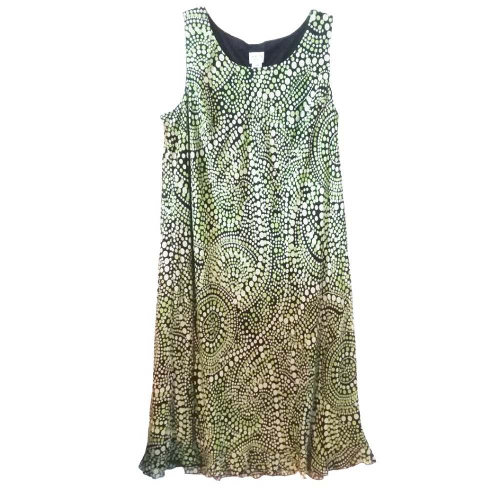 Dorby ruffled hem sleeveless green black dress sz 24W